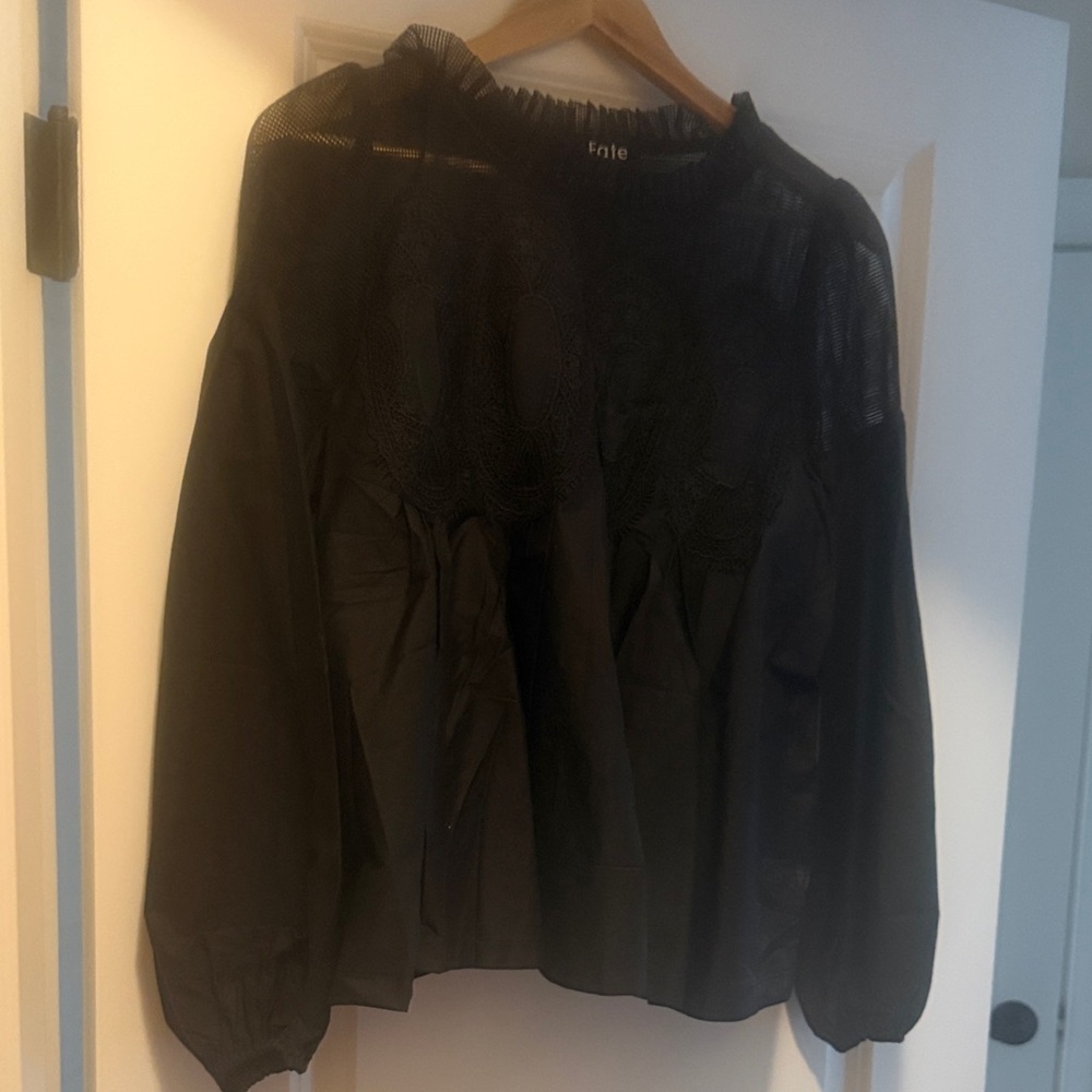 Fate Black Women's Blouse with Lace Detail